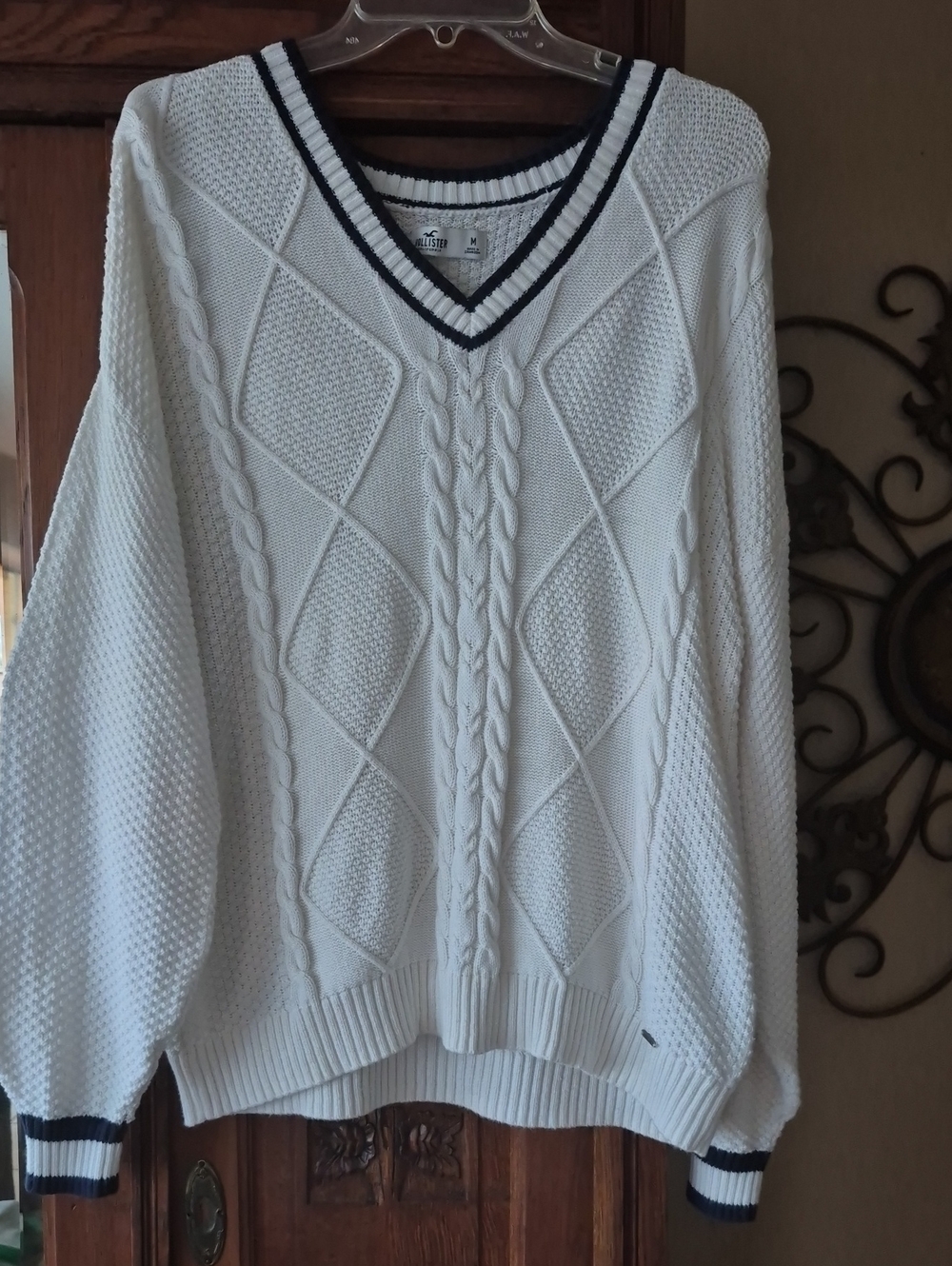 Hollister White Cable-Knit  Sweater